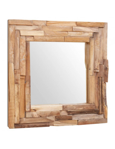 Specchio Decorativo in Legno di Teak 60x60 cm Quadrato
