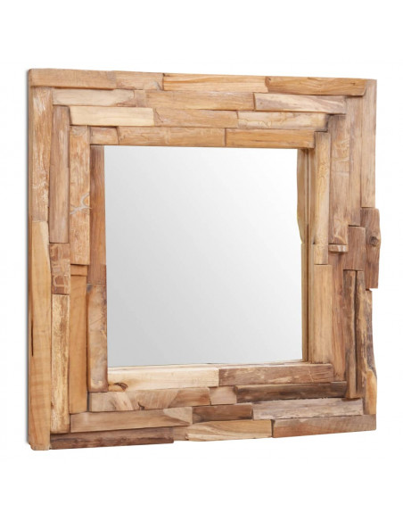 Specchio Decorativo in Legno di Teak 60x60 cm Quadrato
