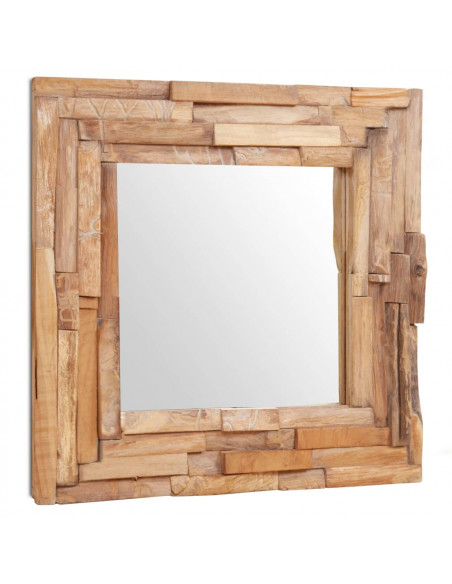 Specchio Decorativo in Legno di Teak 60x60 cm Quadrato