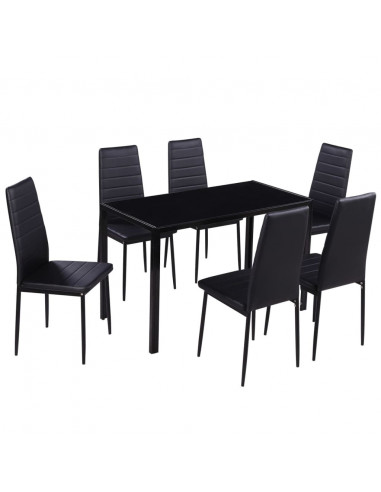 Set Tavolo da Pranzo 7 pz Nero