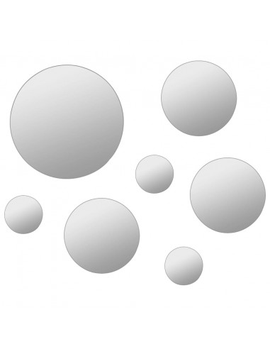 Set di Specchi da Parete 7 pz in Vetro Circolare