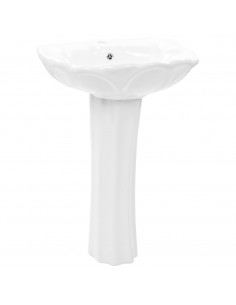 Lavandino a Colonna in Ceramica Bianca 580x510x200 mm 2