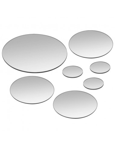 Set di Specchi da Parete 7 pz in Vetro Circolare