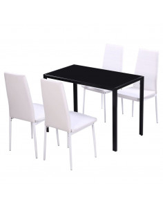 Set Tavolo da Pranzo 5 pz Nero e Bianco 2