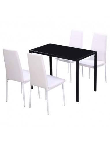 Set Tavolo da Pranzo 5 pz Nero e Bianco