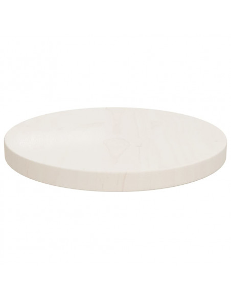 Piano Tavolo Bianco Ø30x2,5 cm in Legno Massello di Pino