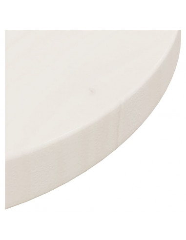 Piano Tavolo Bianco Ø30x2,5 cm in Legno Massello di Pino