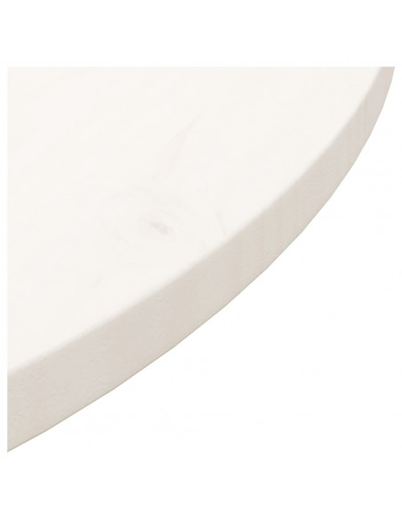 Piano Tavolo Bianco Ø70x2,5 cm in Legno Massello di Pino