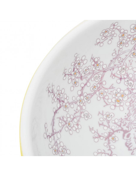 Lavabo da Appoggio Bianco e Giallo Rotondo Φ41x14 cm Ceramica