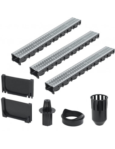 Canalette di Drenaggio 3 pz Acciaio Zincato 3 m