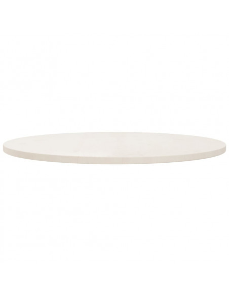 Piano Tavolo Bianco Ø90x2,5 cm in Legno Massello di Pino