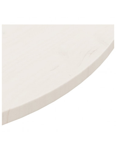 Piano Tavolo Bianco Ø90x2,5 cm in Legno Massello di Pino