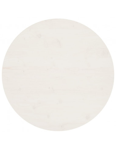 Piano Tavolo Bianco Ø80x2,5 cm in Legno Massello di Pino
