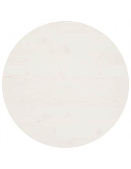 Piano Tavolo Bianco Ø80x2,5 cm in Legno Massello di Pino