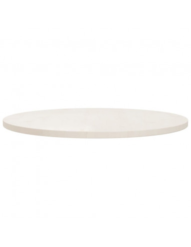 Piano Tavolo Bianco Ø80x2,5 cm in Legno Massello di Pino