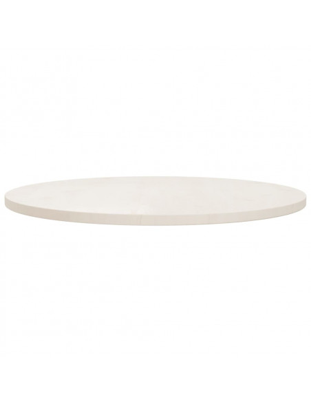Piano Tavolo Bianco Ø80x2,5 cm in Legno Massello di Pino
