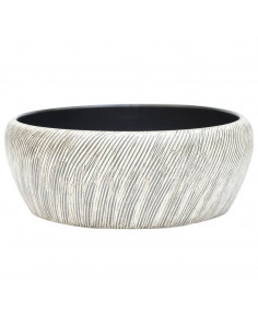 Lavabo da Appoggio Nero e Grigio Rotondo Φ41x14 cm Ceramica 2