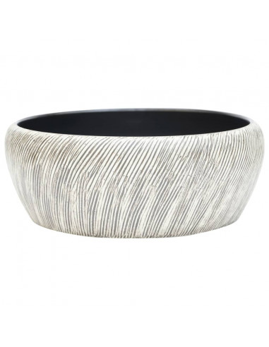 Lavabo da Appoggio Nero e Grigio Rotondo Φ41x14 cm Ceramica