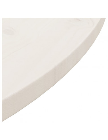 Piano Tavolo Bianco Ø80x2,5 cm in Legno Massello di Pino