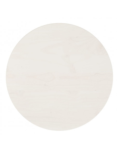 Piano Tavolo Bianco Ø40x2,5 cm in Legno Massello di Pino