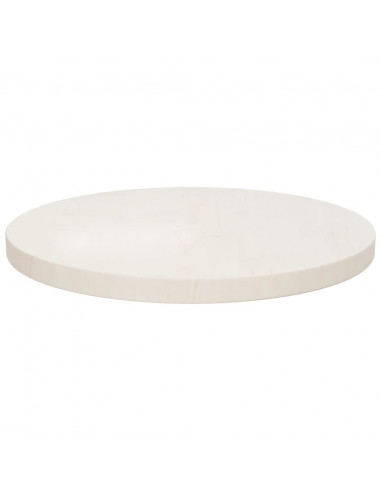 Piano Tavolo Bianco Ø40x2,5 cm in Legno Massello di Pino