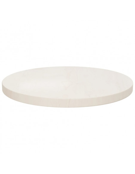 Piano Tavolo Bianco Ø40x2,5 cm in Legno Massello di Pino