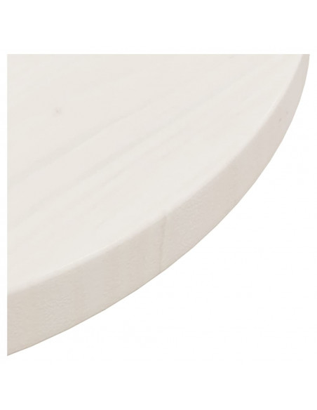 Piano Tavolo Bianco Ø40x2,5 cm in Legno Massello di Pino