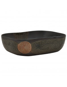 Lavabo da Appoggio Nero Rettangolare 48x37,5x13,5 cm Ceramica 2
