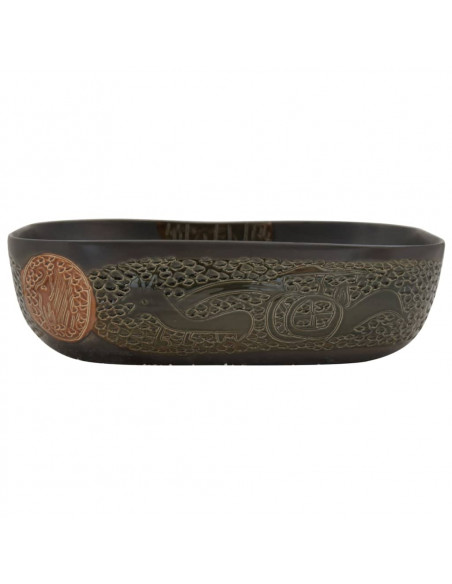 Lavabo da Appoggio Nero Rettangolare 48x37,5x13,5 cm Ceramica