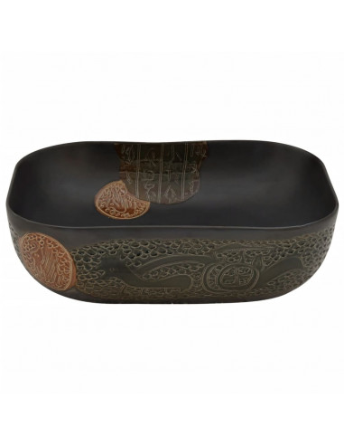 Lavabo da Appoggio Nero Rettangolare 48x37,5x13,5 cm Ceramica