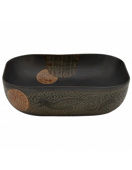 Lavabo da Appoggio Nero Rettangolare 48x37,5x13,5 cm Ceramica