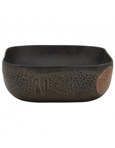 Lavabo da Appoggio Nero Rettangolare 48x37,5x13,5 cm Ceramica