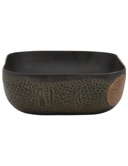 Lavabo da Appoggio Nero Rettangolare 48x37,5x13,5 cm Ceramica