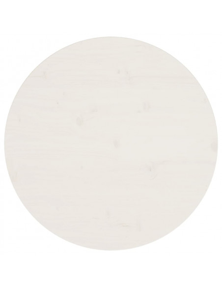 Piano Tavolo Bianco Ø60x2,5 cm in Legno Massello di Pino