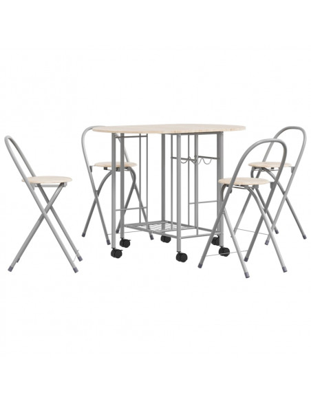 Set Tavolo e Sedie 5 pz Pieghevoli in MDF
