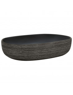 Lavabo da Appoggio Grigio e Nero Ovale 59x40x14 cm Ceramica 2