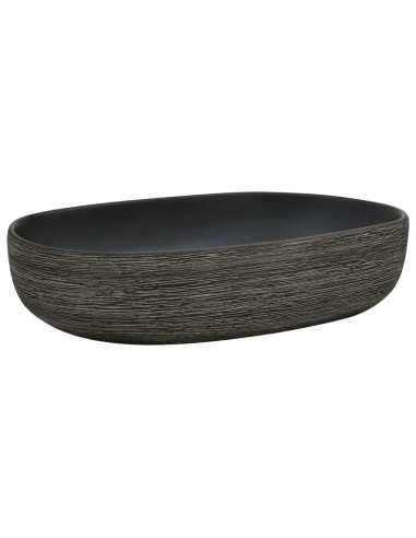 Lavabo da Appoggio Grigio e Nero Ovale 59x40x14 cm Ceramica