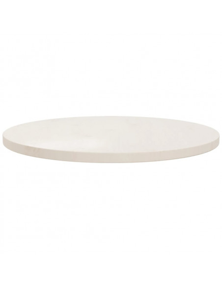 Piano Tavolo Bianco Ø60x2,5 cm in Legno Massello di Pino