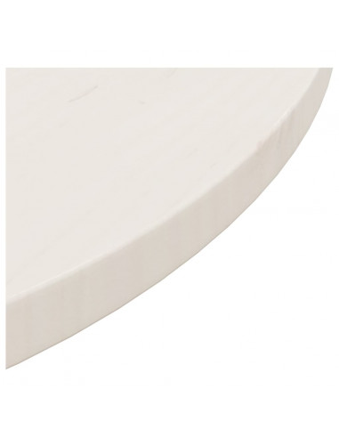Piano Tavolo Bianco Ø60x2,5 cm in Legno Massello di Pino
