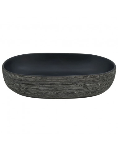 Lavabo da Appoggio Grigio e Nero Ovale 59x40x14 cm Ceramica