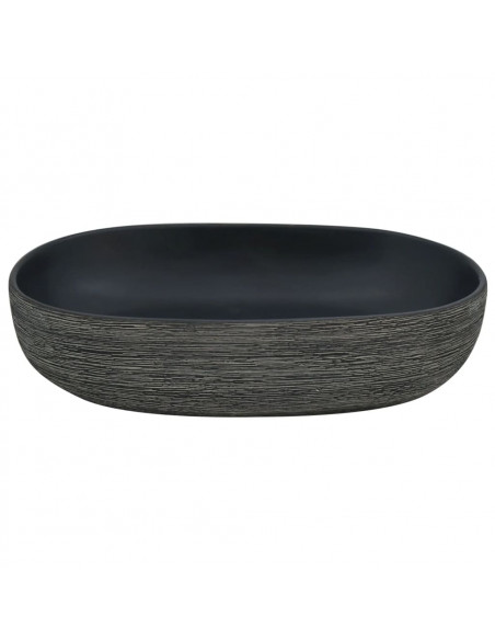 Lavabo da Appoggio Grigio e Nero Ovale 59x40x14 cm Ceramica