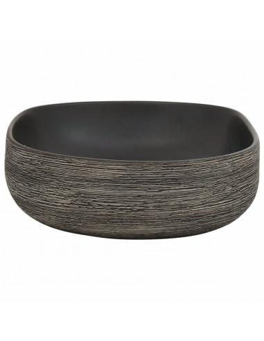 Lavabo da Appoggio Grigio e Nero Ovale 59x40x14 cm Ceramica