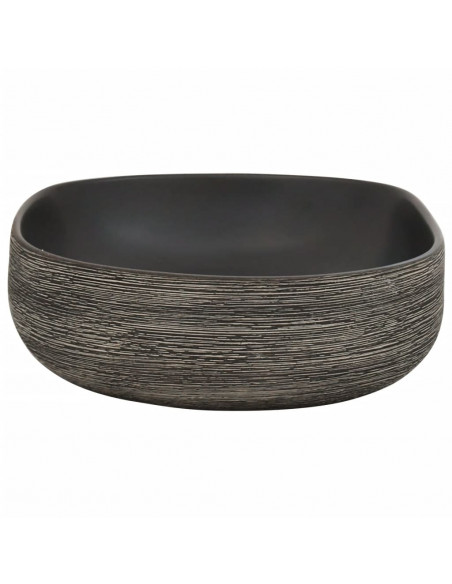 Lavabo da Appoggio Grigio e Nero Ovale 59x40x14 cm Ceramica