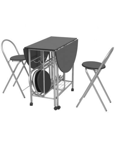 Set Tavolo e Sedie 5 pz Pieghevoli in MDF Nero