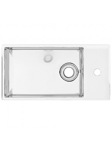 Lavandino con Troppopieno 49x25x15 cm in Ceramica Argento