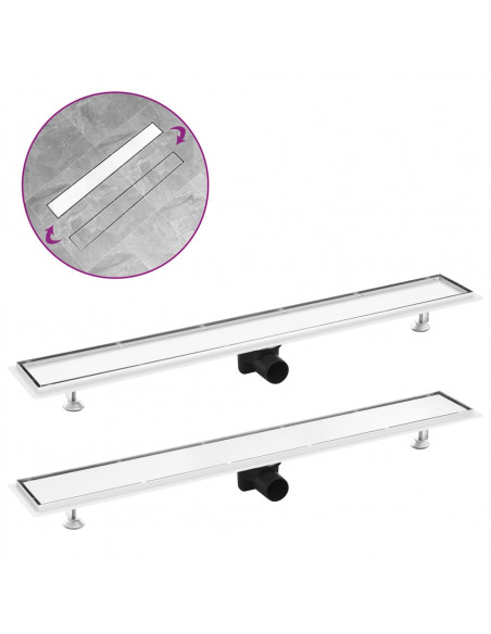 Scarico Doccia 2-in-1 con Copertura 93x14 cm in Acciaio Inox