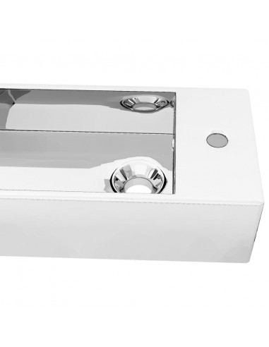 Lavandino con Troppopieno 49x25x15 cm in Ceramica Argento