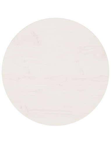 Piano Tavolo Bianco Ø50x2,5 cm in Legno Massello di Pino