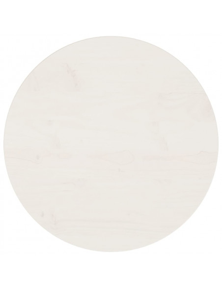Piano Tavolo Bianco Ø50x2,5 cm in Legno Massello di Pino