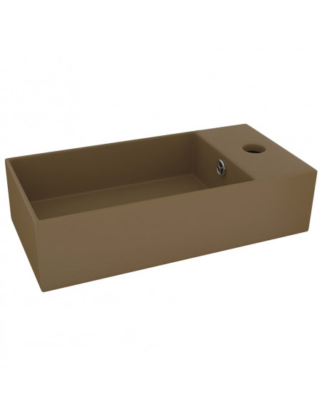 Lavandino con Troppopieno in Ceramica Crema Opaco